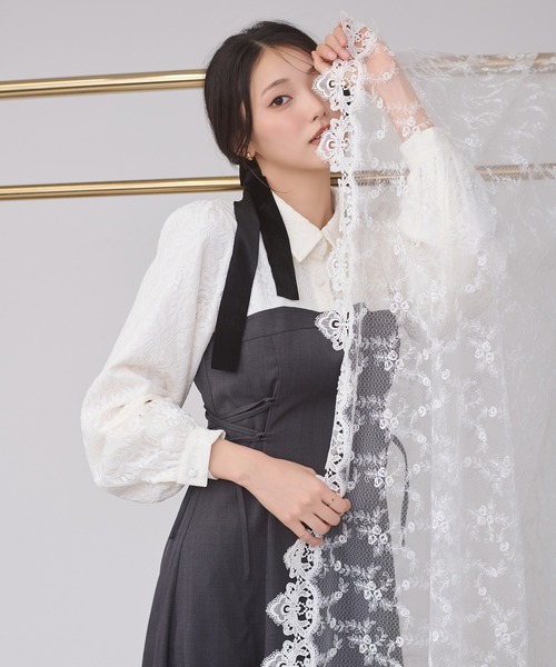 Ambre Neige（アンブルネージュ）の「assortment lace up docking dress / アソートレースアップドッキングワンピース（ワンピース・レディース・ボルドー/チャコールグレー/ブラウン系その他/ダークブラウン・FREE）」の6枚目の写真