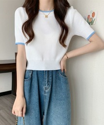 カラートリムニットTシャツ