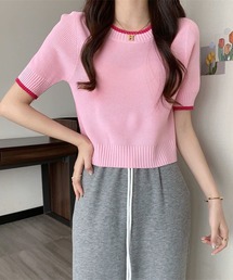 カラートリムニットTシャツ