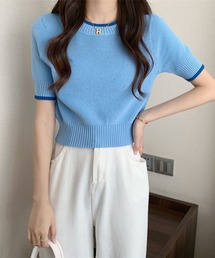 カラートリムニットTシャツ