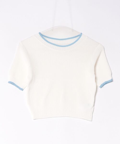 L LABEL（エルラベル）の「カラートリムニットTシャツ（ニット/セーター・レディース・ホワイト/ピンク/ブラック/ブルー・FREE）」の22枚目の写真