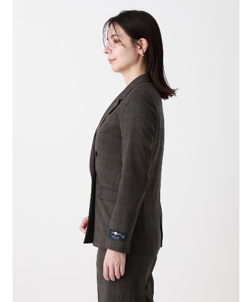 SUIT SQUARE（スーツスクエア）の「ダブルブレストジャケット／Carreman／ウォッシャブル／ストレッチ／チェック（スーツジャケット・レディース・ブラウン・36/38/40）」の3枚目の写真