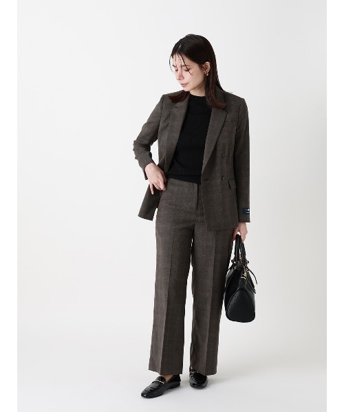 SUIT SQUARE（スーツスクエア）の「ダブルブレストジャケット／Carreman／ウォッシャブル／ストレッチ／チェック（スーツジャケット・レディース・ブラウン・36/38/40）」の11枚目の写真