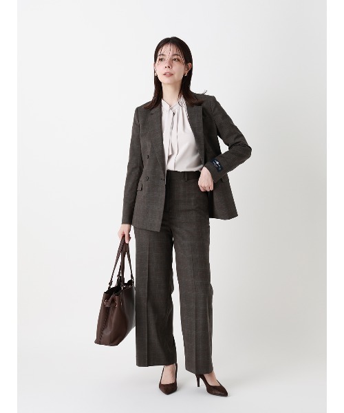SUIT SQUARE（スーツスクエア）の「ダブルブレストジャケット／Carreman／ウォッシャブル／ストレッチ／チェック（スーツジャケット・レディース・ブラウン・36/38/40）」の10枚目の写真