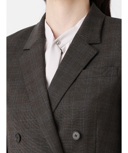 SUIT SQUARE（スーツスクエア）の「ダブルブレストジャケット／Carreman／ウォッシャブル／ストレッチ／チェック（スーツジャケット・レディース・ブラウン・36/38/40）」の6枚目の写真