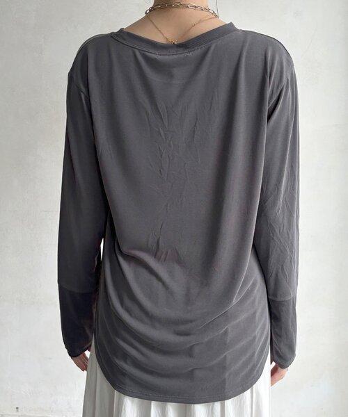 DouDou(ドゥドゥ)の「ビンテージフィブリルTEE(Tシャツ/カットソー・レディース・オフホワイト/チャコールグレー/ブラック・FREE)」の20枚目の写真