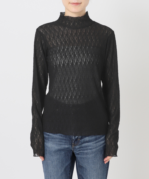 Spick & Span(スピックアンドスパン)の「シュリンクレースハイネックプルオーバー(Tシャツ/カットソー・レディース・ホワイト系その他/ブラック・FREE)」の11枚目の写真