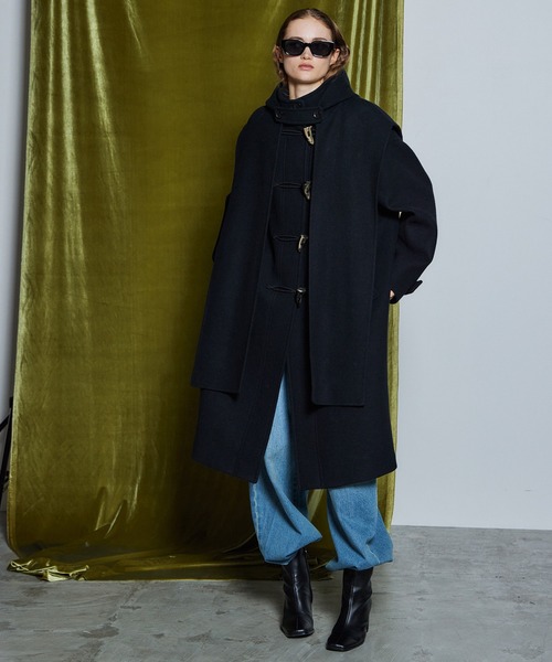 MAISON SPECIAL(メゾンスペシャル)の「【26WINTER PRE-ORDER】Duffle Muffler Coat/ダッフルマフラーコート(ダッフルコート・レディース・ブラック/ブルー/マルチ・FREE)」の9枚目の写真