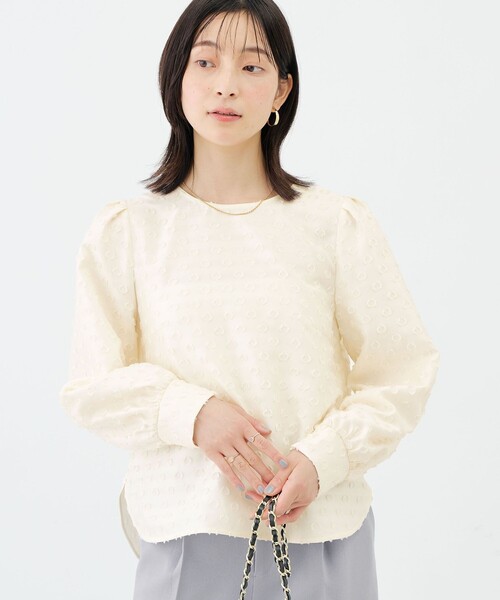 NOLLEY’S(ノーリーズ)の「ウォッシャブルドットカットジャガードブラウス(シャツ/ブラウス・レディース・ブラック/オフホワイト・38)」の1枚目の写真