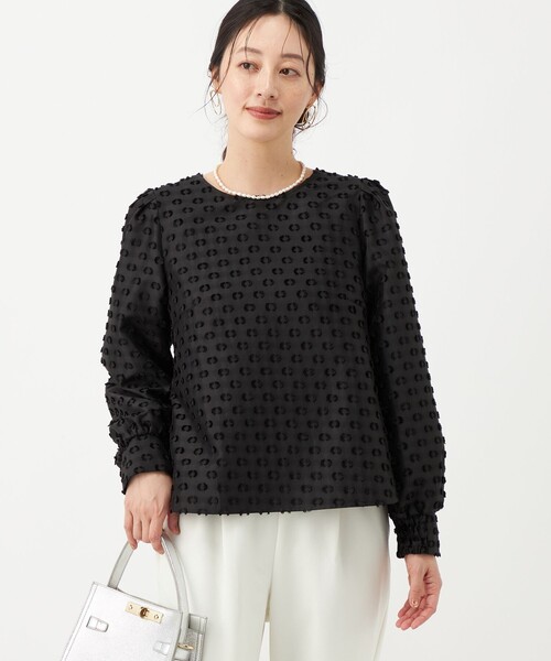 NOLLEY’S(ノーリーズ)の「ウォッシャブルドットカットジャガードブラウス(シャツ/ブラウス・レディース・ブラック/オフホワイト・38)」の2枚目の写真