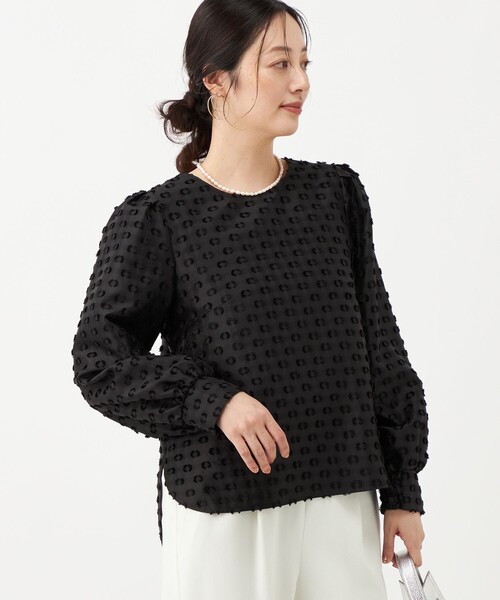 NOLLEY’S(ノーリーズ)の「ウォッシャブルドットカットジャガードブラウス(シャツ/ブラウス・レディース・ブラック/オフホワイト・38)」の10枚目の写真