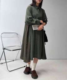 AS KNOW AS plus（アズノゥアズプラス）の「☆異素材MIX長袖シャツワンピース（シャツワンピース）」
