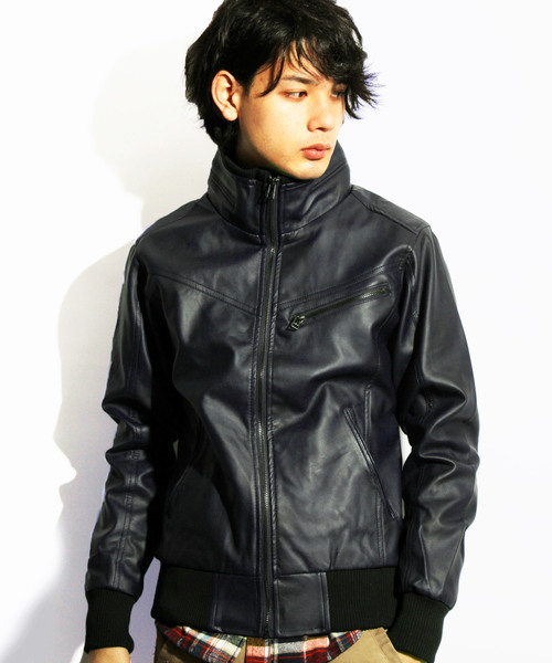 8(eight)(エイト)の「PUレザーシングルライダースジャケット(ライダースジャケット・メンズ・インディゴブルー/グレー/カーキ/ブラック/ワイン/タン/ブラウン/ネイビー・LARGE/X-LARGE/MEDIUM/SMALL)」の6枚目の写真