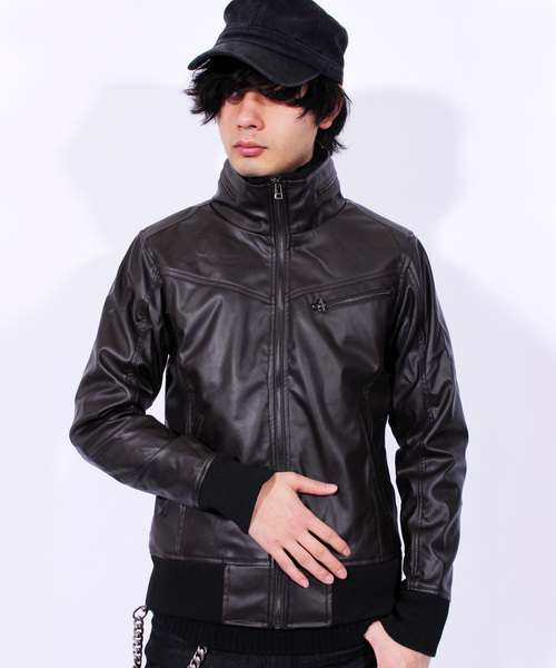 8(eight)(エイト)の「PUレザーシングルライダースジャケット(ライダースジャケット・メンズ・インディゴブルー/グレー/カーキ/ブラック/ワイン/タン/ブラウン/ネイビー・LARGE/X-LARGE/MEDIUM/SMALL)」の4枚目の写真