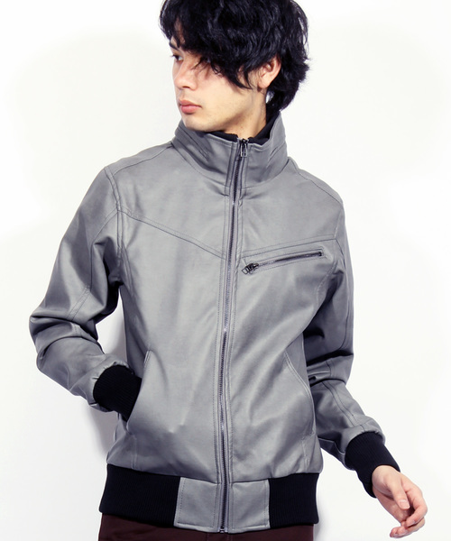 8(eight)(エイト)の「PUレザーシングルライダースジャケット(ライダースジャケット・メンズ・インディゴブルー/グレー/カーキ/ブラック/ワイン/タン/ブラウン/ネイビー・LARGE/X-LARGE/MEDIUM/SMALL)」の3枚目の写真