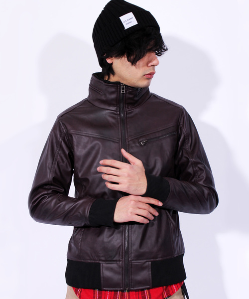 8(eight)(エイト)の「PUレザーシングルライダースジャケット(ライダースジャケット・メンズ・インディゴブルー/グレー/カーキ/ブラック/ワイン/タン/ブラウン/ネイビー・LARGE/X-LARGE/MEDIUM/SMALL)」の8枚目の写真