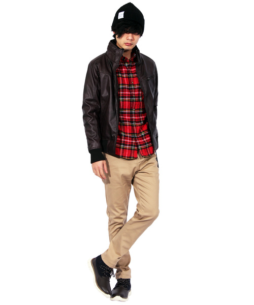 8(eight)(エイト)の「PUレザーシングルライダースジャケット(ライダースジャケット・メンズ・インディゴブルー/グレー/カーキ/ブラック/ワイン/タン/ブラウン/ネイビー・LARGE/X-LARGE/MEDIUM/SMALL)」の21枚目の写真