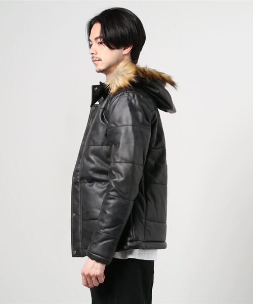 THE CASUAL(カジュアル)の「総柄PUフェイクファーフード脱着中綿ジャケット(その他アウター・メンズ・キナリ/チャコール/ネイビー/ブラック・L/XL/M)」の7枚目の写真