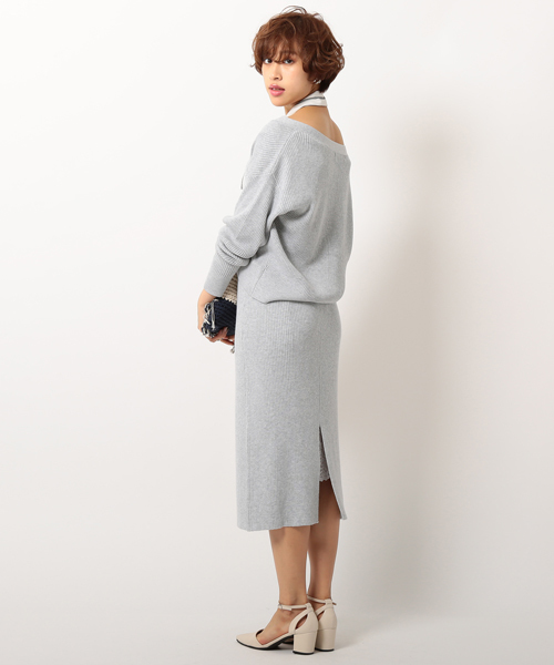 UNRELISH（アンレリッシュ）の「スリットニットタイトスカート（セットアップ対応商品）（スカート・レディース・ベージュ/ネイビー/グレー・MEDIUM）」の14枚目の写真