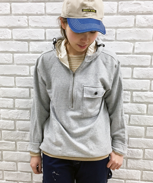 GREEN BOWL（グリーンボウル）の「GREEN BOWL Half Zip Sweat Parka/ハーフジップスウェットパーカー（パーカー・メンズ・杢グレー・38/36）」の2枚目の写真