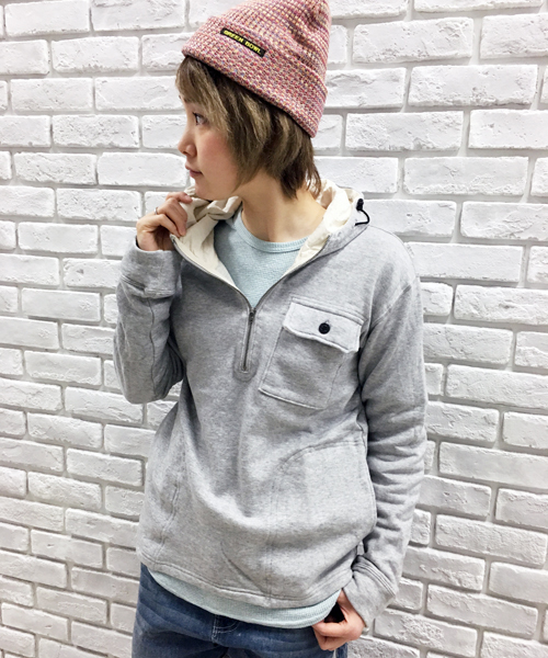 GREEN BOWL（グリーンボウル）の「GREEN BOWL Half Zip Sweat Parka/ハーフジップスウェットパーカー（パーカー・メンズ・杢グレー・38/36）」の14枚目の写真