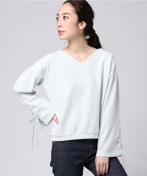 archives（アルシーヴ）の「袖リボンプルオーバー（Tシャツ/カットソー・レディース・ブラック/グレー/ピンク・MEDIUM）」の3枚目の写真