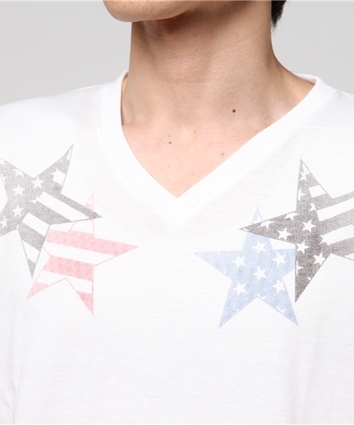 VENCEEXCHANGE（ヴァンスエクスチェンジ）の「胸星柄プリントTシャツ        （Tシャツ/カットソー・メンズ・オフホワイト/ブラック・MEDIUM/SMALL/LARGE）」の7枚目の写真