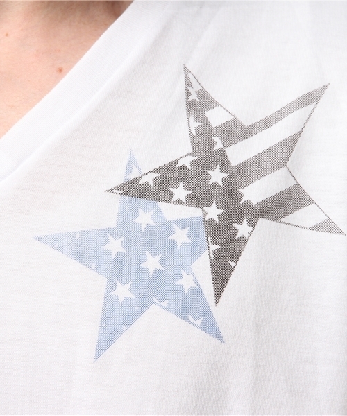VENCEEXCHANGE（ヴァンスエクスチェンジ）の「胸星柄プリントTシャツ        （Tシャツ/カットソー・メンズ・オフホワイト/ブラック・MEDIUM/SMALL/LARGE）」の3枚目の写真