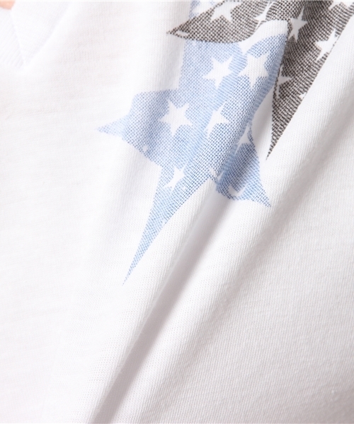 VENCEEXCHANGE（ヴァンスエクスチェンジ）の「胸星柄プリントTシャツ        （Tシャツ/カットソー・メンズ・オフホワイト/ブラック・MEDIUM/SMALL/LARGE）」の4枚目の写真