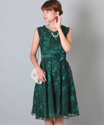 Vネック刺繍レースワンピース / 結婚式・成人式・謝恩会ワンピース・パーティードレス