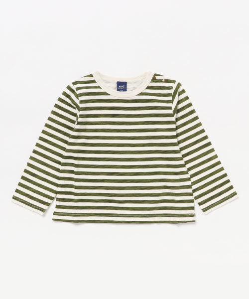 RAGMART（ラグマート）の「ボーダープリントTシャツ（Tシャツ/カットソー・キッズ・ブラウン/カーキ/レッド・80/90/95）」の2枚目の写真