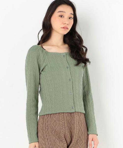 Another Edition（アナザーエディション）の「ジャガードスクエアネック　PO（Tシャツ/カットソー・レディース・ライトグレー/ベージュ/オリーブ・FREE）」の3枚目の写真