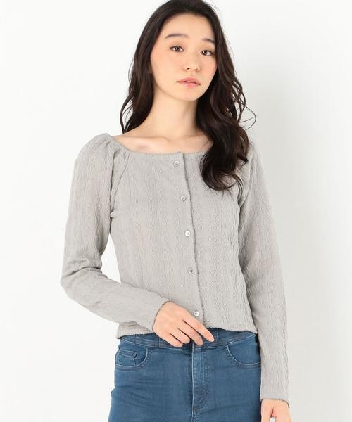 Another Edition（アナザーエディション）の「ジャガードスクエアネック　PO（Tシャツ/カットソー・レディース・ライトグレー/ベージュ/オリーブ・FREE）」の2枚目の写真