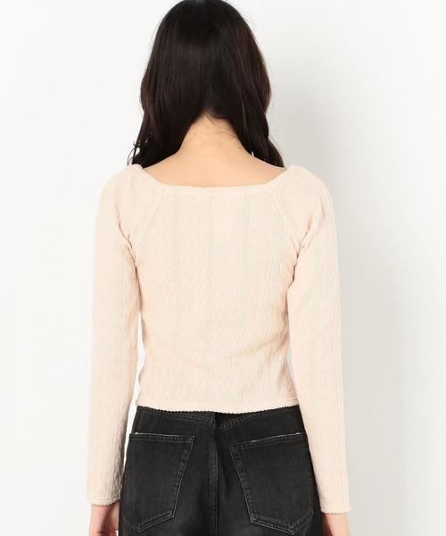 Another Edition（アナザーエディション）の「ジャガードスクエアネック　PO（Tシャツ/カットソー・レディース・ライトグレー/ベージュ/オリーブ・FREE）」の4枚目の写真