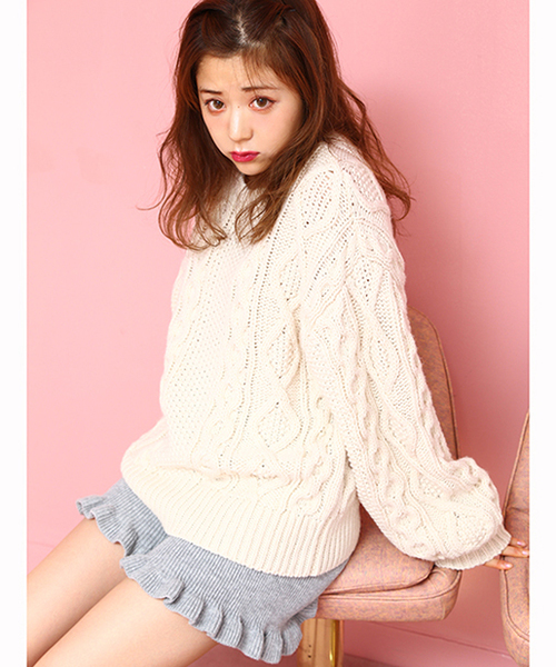 one after another NICE CLAUP（ワンアフターアナザーナイスクラップ）の「フリルニットショートパンツ（その他パンツ・レディース・アイボリー/グレー/モカ/ピンク・FREE）」の18枚目の写真