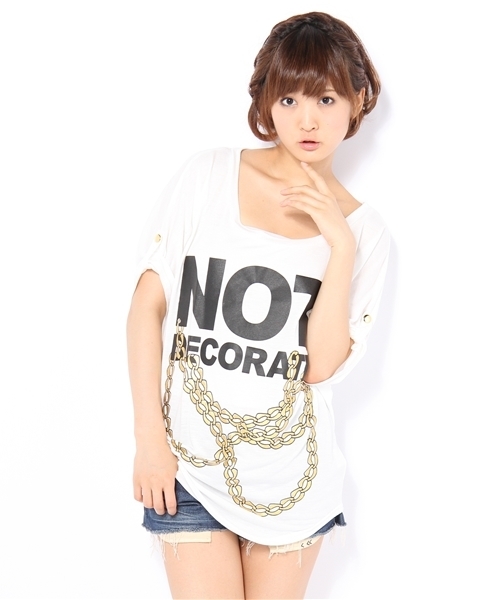 LB-03（エルビー・ゼロスリー）の「DECO Big TOPS（Tシャツ/カットソー・レディース・ホワイト系/グレー系2・FREE）」の2枚目の写真