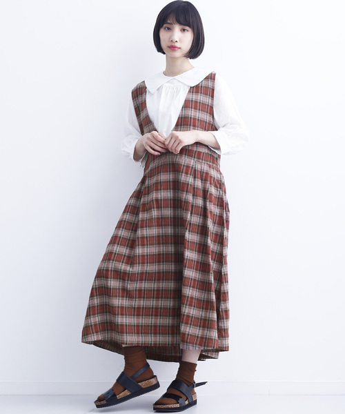 Merlot メルロー の チェック柄vネックワンピース2632 ワンピース Wear