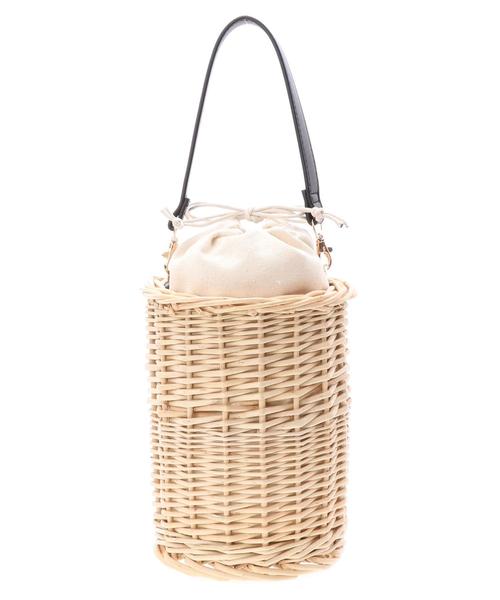 Green　Parks（グリーンパークス）の「・ミニバスケットショルダーバッグ（かごバッグ・レディース・ナチュラル/ブラウン・FREE）」の4枚目の写真