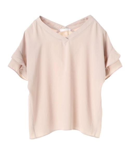 AMERICAN HOLIC（アメリカンホリック）の「・袖フリル両Vネックブラウス（シャツ/ブラウス・レディース・ミント/グレイッシュベージュ/ネイビー/チャコールグレー・FREE）」の8枚目の写真