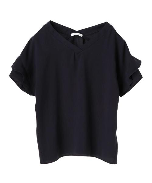 AMERICAN HOLIC（アメリカンホリック）の「・袖フリル両Vネックブラウス（シャツ/ブラウス・レディース・ミント/グレイッシュベージュ/ネイビー/チャコールグレー・FREE）」の10枚目の写真