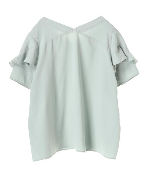 AMERICAN HOLIC（アメリカンホリック）の「・袖フリル両Vネックブラウス（シャツ/ブラウス・レディース・ミント/グレイッシュベージュ/ネイビー/チャコールグレー・FREE）」の13枚目の写真