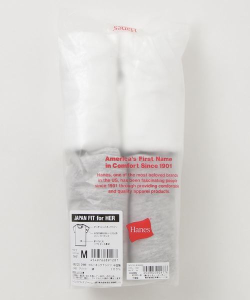 HANES(ヘインズ)の「Hanes/へインズ 2P JapanFit for her クルー(Tシャツ/カットソー・レディース・オフホワイト/ホワイト系その他・MEDIUM/LARGE)」の3枚目の写真