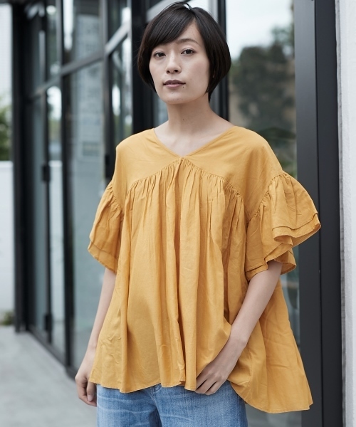 AMERICAN HOLIC（アメリカンホリック）の「・ティアードブラウス（シャツ/ブラウス・レディース・ブラック/ピンク/イエロー/オフホワイト/ターコイズブルー・FREE）」の4枚目の写真