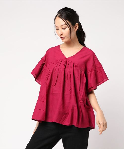 AMERICAN HOLIC（アメリカンホリック）の「・ティアードブラウス（シャツ/ブラウス・レディース・ブラック/ピンク/イエロー/オフホワイト/ターコイズブルー・FREE）」の5枚目の写真