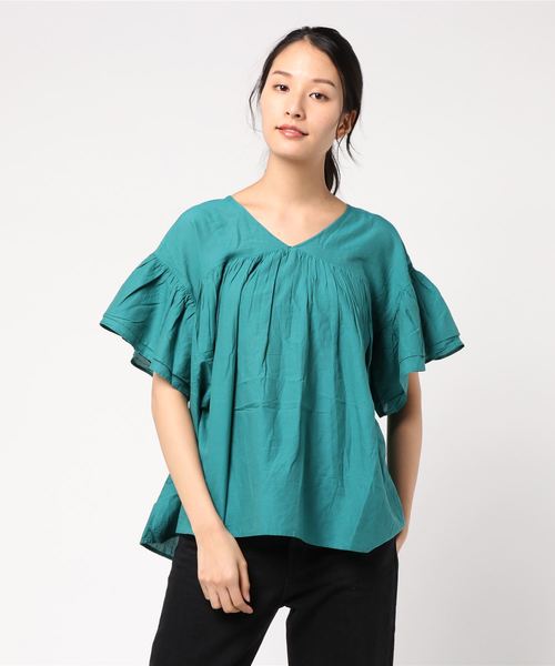 AMERICAN HOLIC（アメリカンホリック）の「・ティアードブラウス（シャツ/ブラウス・レディース・ブラック/ピンク/イエロー/オフホワイト/ターコイズブルー・FREE）」の3枚目の写真