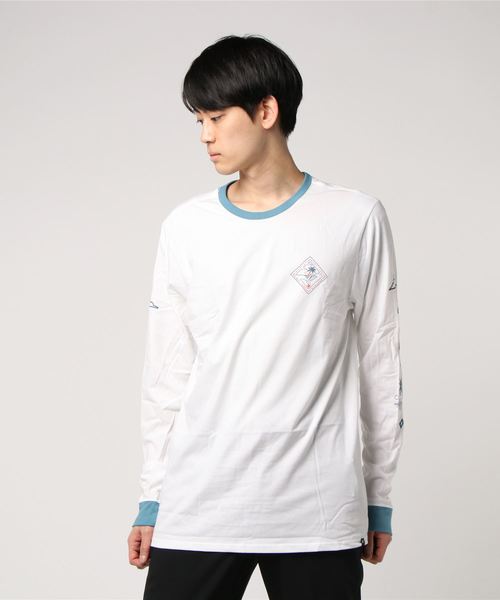 Hurley (ハーレー)の「M HRLY PALM READER TEE LS/ハーレー 長袖 ロンT 袖プリント リンガー(Tシャツ/カットソー・メンズ・ホワイト/グレー/ブルー・SMALL/MEDIUM/LARGE)」の2枚目の写真