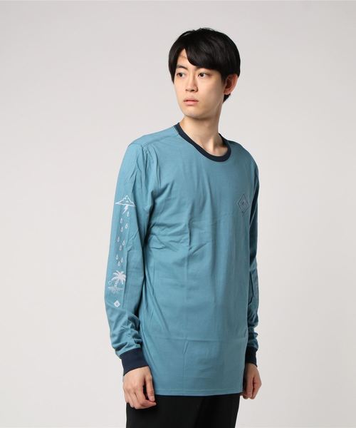 Hurley (ハーレー)の「M HRLY PALM READER TEE LS/ハーレー 長袖 ロンT 袖プリント リンガー(Tシャツ/カットソー・メンズ・ホワイト/グレー/ブルー・SMALL/MEDIUM/LARGE)」の3枚目の写真