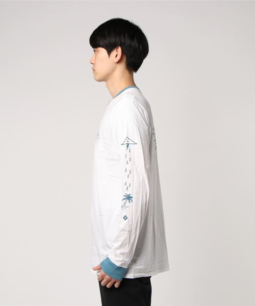 Hurley (ハーレー)の「M HRLY PALM READER TEE LS/ハーレー 長袖 ロンT 袖プリント リンガー(Tシャツ/カットソー・メンズ・ホワイト/グレー/ブルー・SMALL/MEDIUM/LARGE)」の4枚目の写真