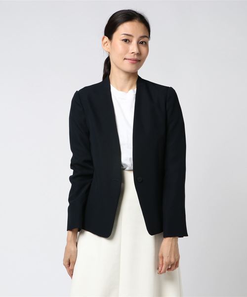 TRANS CONTINENTS(トランスコンチネンツ)の「ダブルクロスVカラージャケット(テーラードジャケット)」|ネイビー