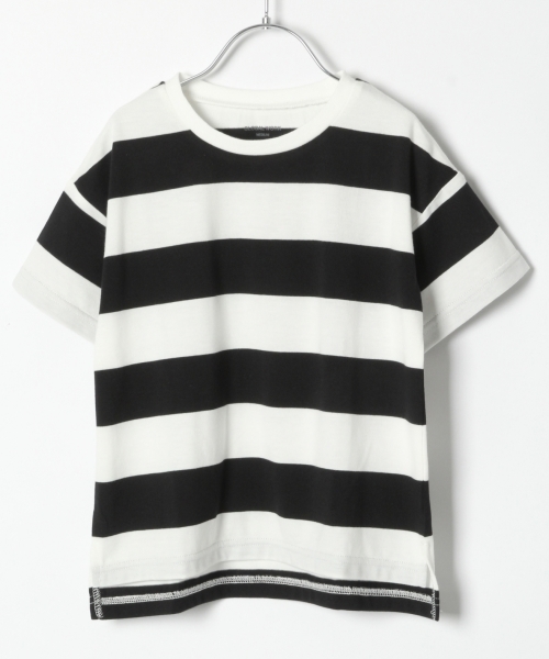 GLOBAL WORK(グローバルワーク)の「【キッズ】DRYワイドボーダーT/801573(Tシャツ/カットソー・キッズ・ブラック/ベージュ/グリーン・MEDIUM/XX-LARGE/SMALL/X-LARGE/LARGE)」の2枚目の写真